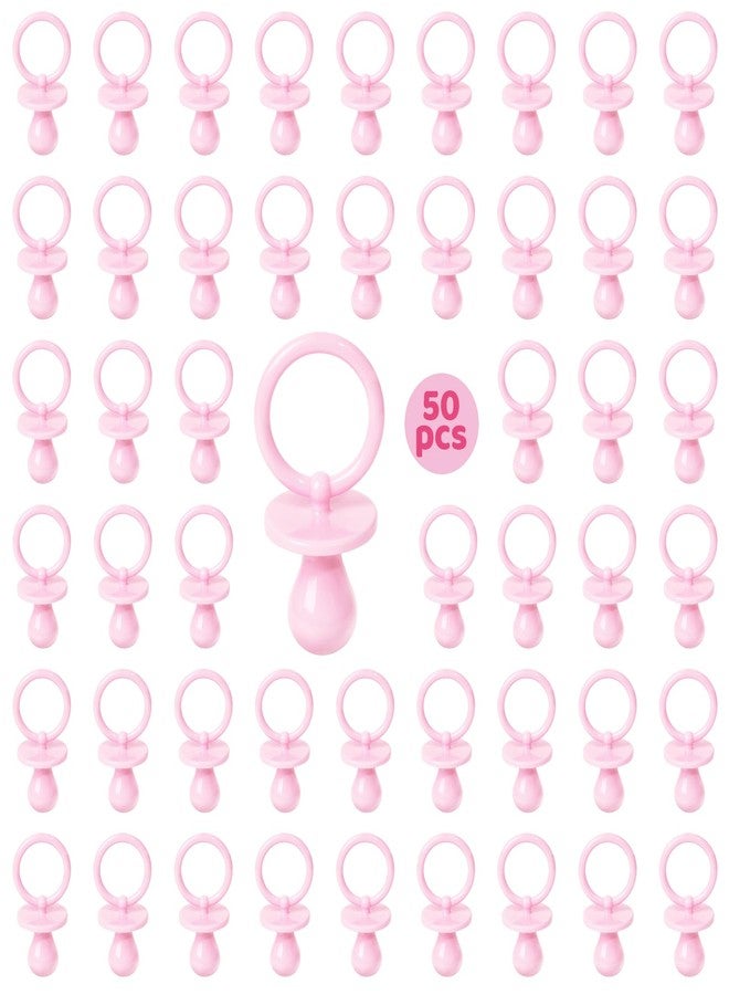 ZYFLSQ 50 Pacifiers for Baby Shower Game Girl, 2.75’’ Plastic Pacifiers Baby Shower Game, Bulk Baby Shower Pacifiers for Gender Reveal Baby Shower Decoration DIY, Table Scatter, Baby Shower Favors (Pink) - Image 1